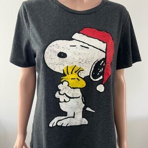 Snoopy & Woodstock Holiday Graphic Tee - Charcoal
